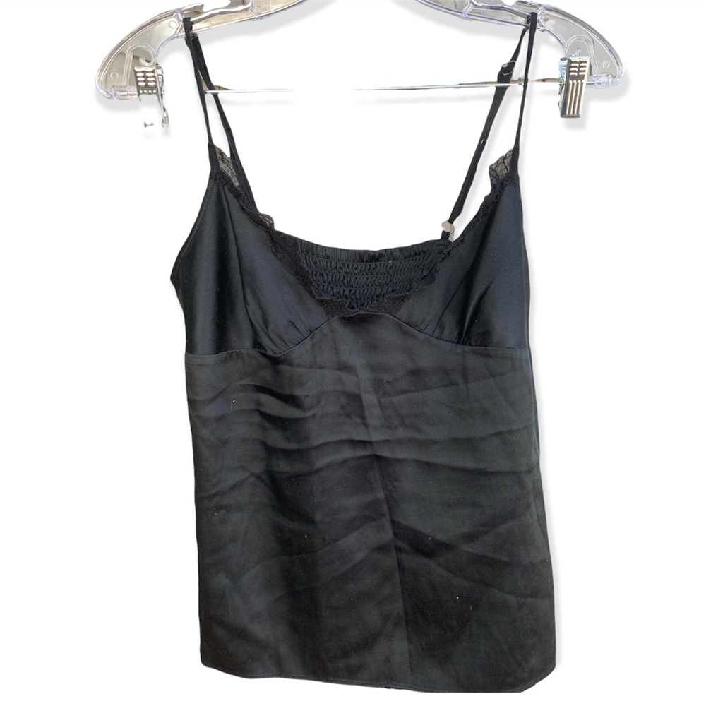 BLACK SILK TANK, LACE LINED